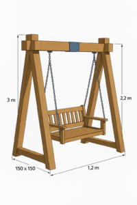 Качели садовые деревянные